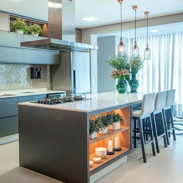 cozinha com ilha central