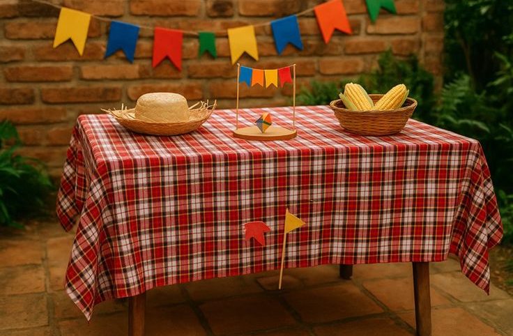 Toalha de mesa xadrez Festa Junina