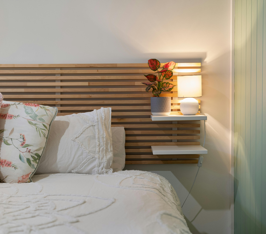 cabeceira de cama em materiais naturais