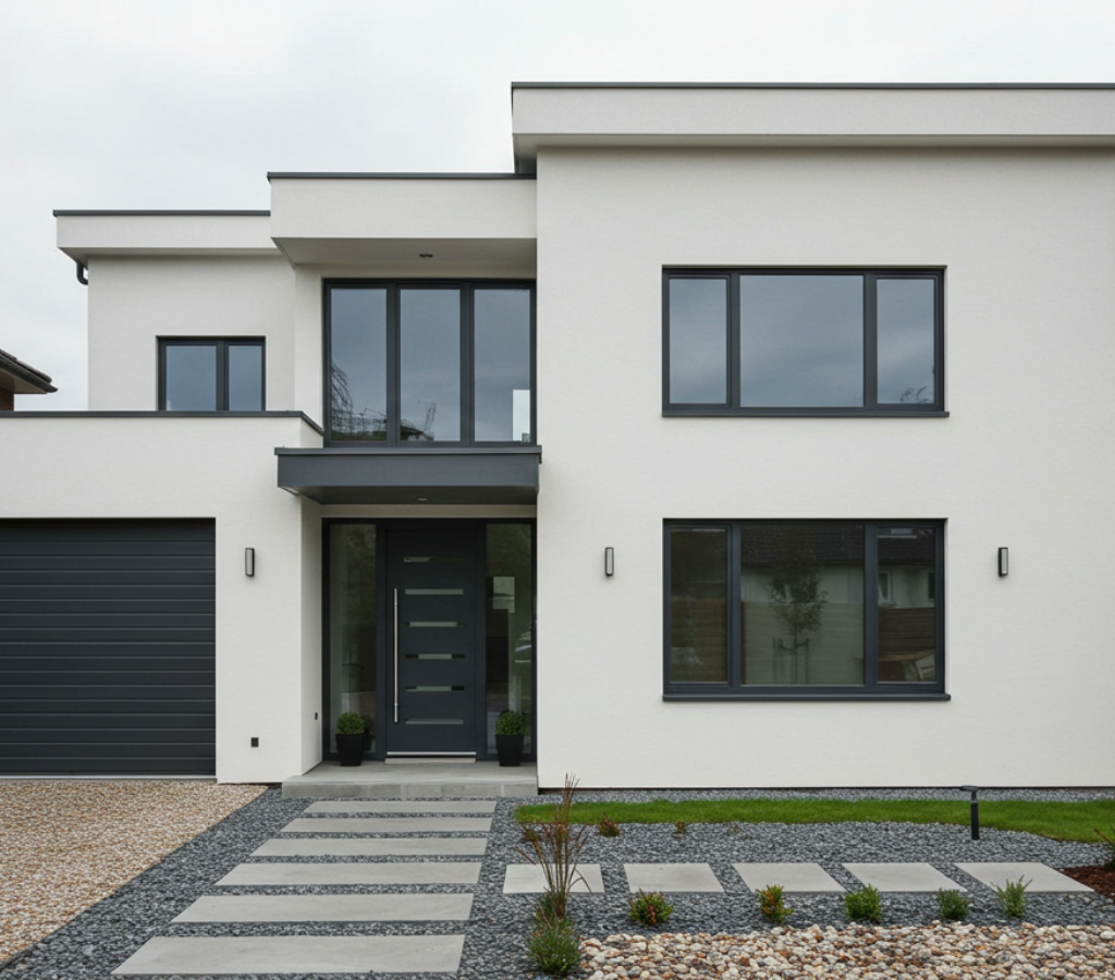 frente de casa com estilo moderno minimalista
