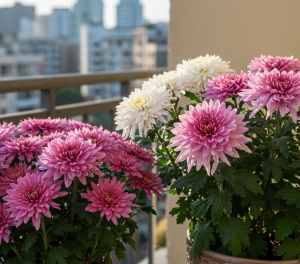 crisântemo na varanda