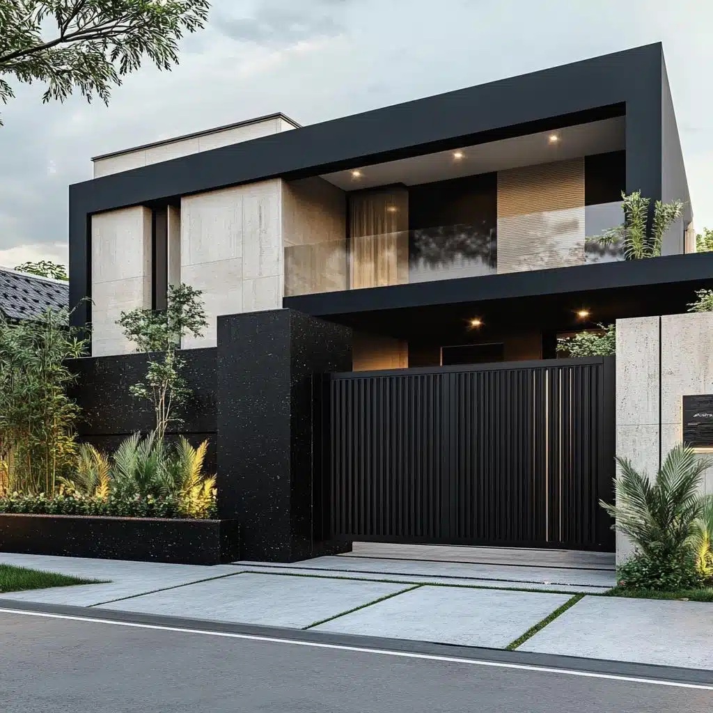 casa moderna com portão preto