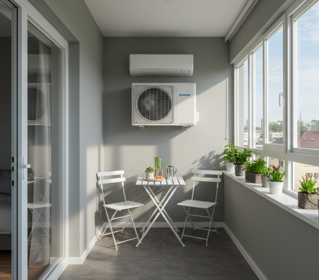 Instalação inadequada de equipamentos como o ar condicionado - erros decoração varanda