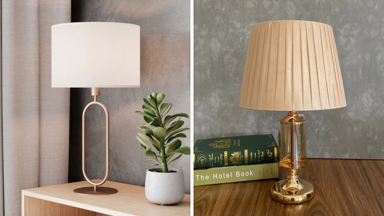 abajur estiloso com base metálica