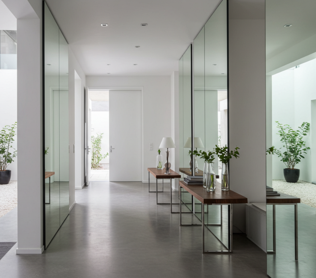 espelhos no hall de entrada