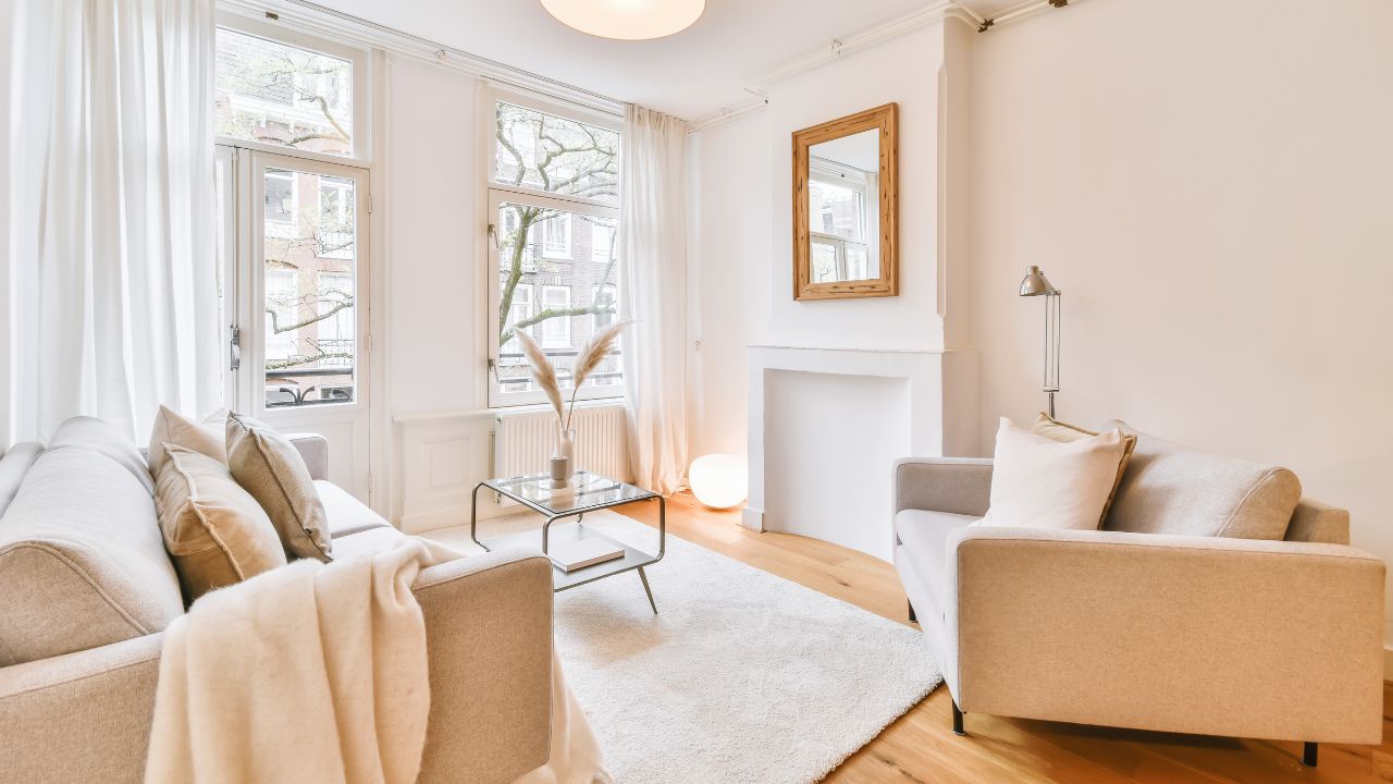 sala de estar com decoração minimalista simples