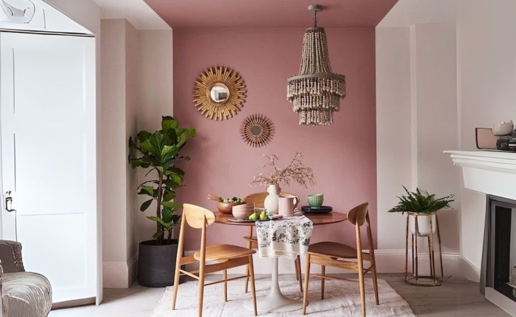 Cores de parede da sala rosa empoeirado