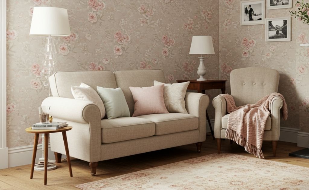 Tendência casa de vó papel de parede florido