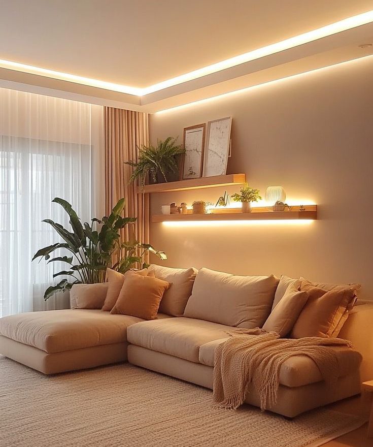 Decoração sala pequena com fita de led