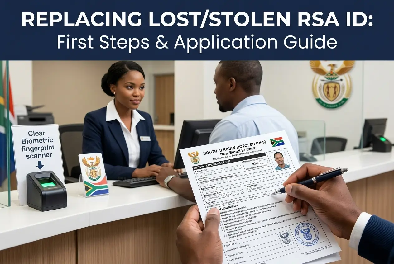 Mulher ajuda homem com formulário de ID RSA em scanner biométrico