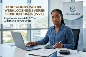 Mulher em ambiente de escritório com laptop e documentos, 2026